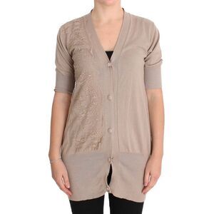 PINK MEMORIES Lace Detail Short Sleeve Cardigan Women Pink Sweaters